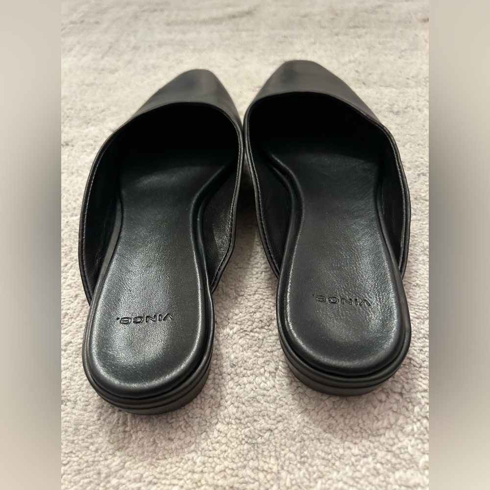 VINCE - Ana Pointed Leather Mules Black Size 5.5 - Picture 7 of 14